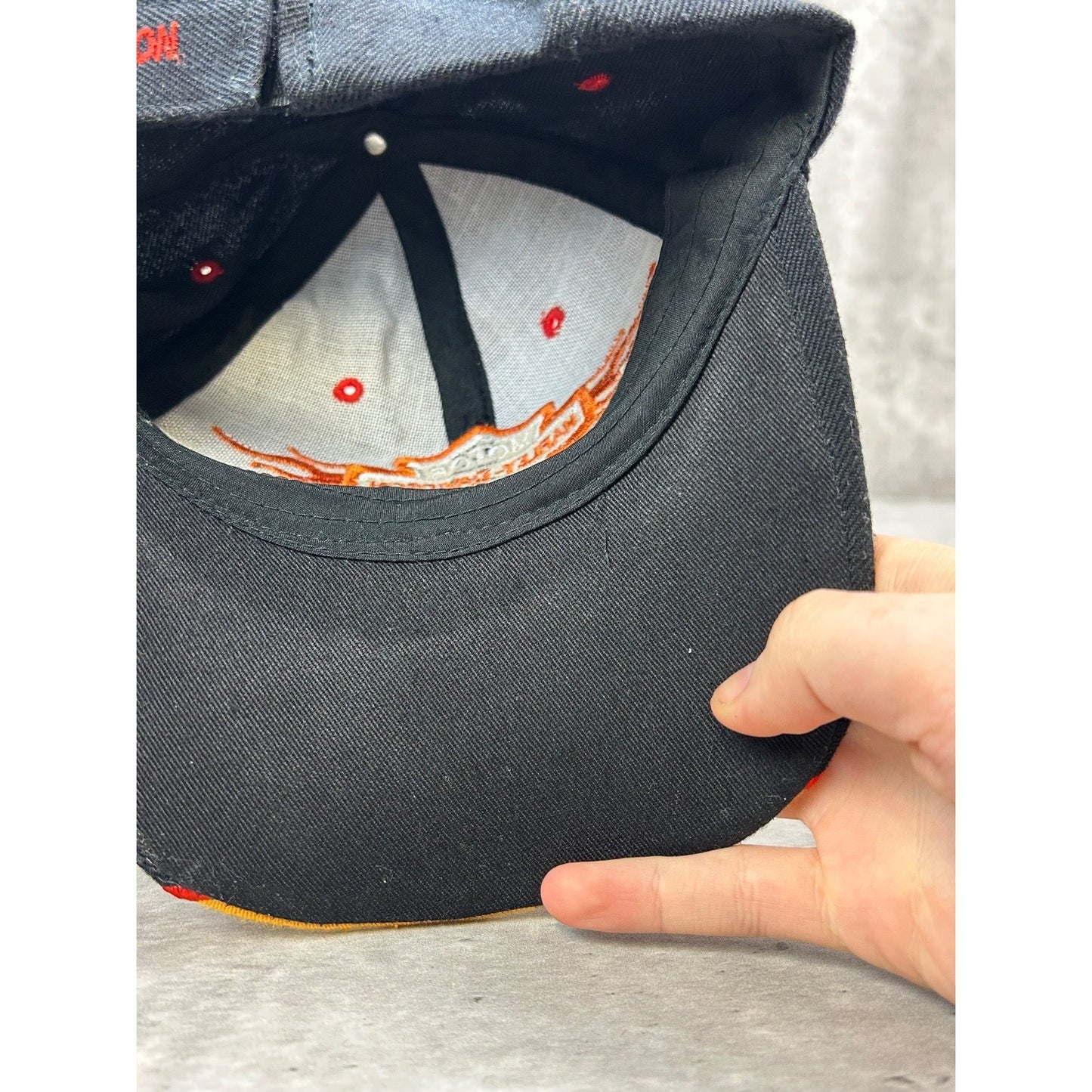 Vintage 2000s Harley Davidson Embroidered Flame Logo Strapback Hat OSFA