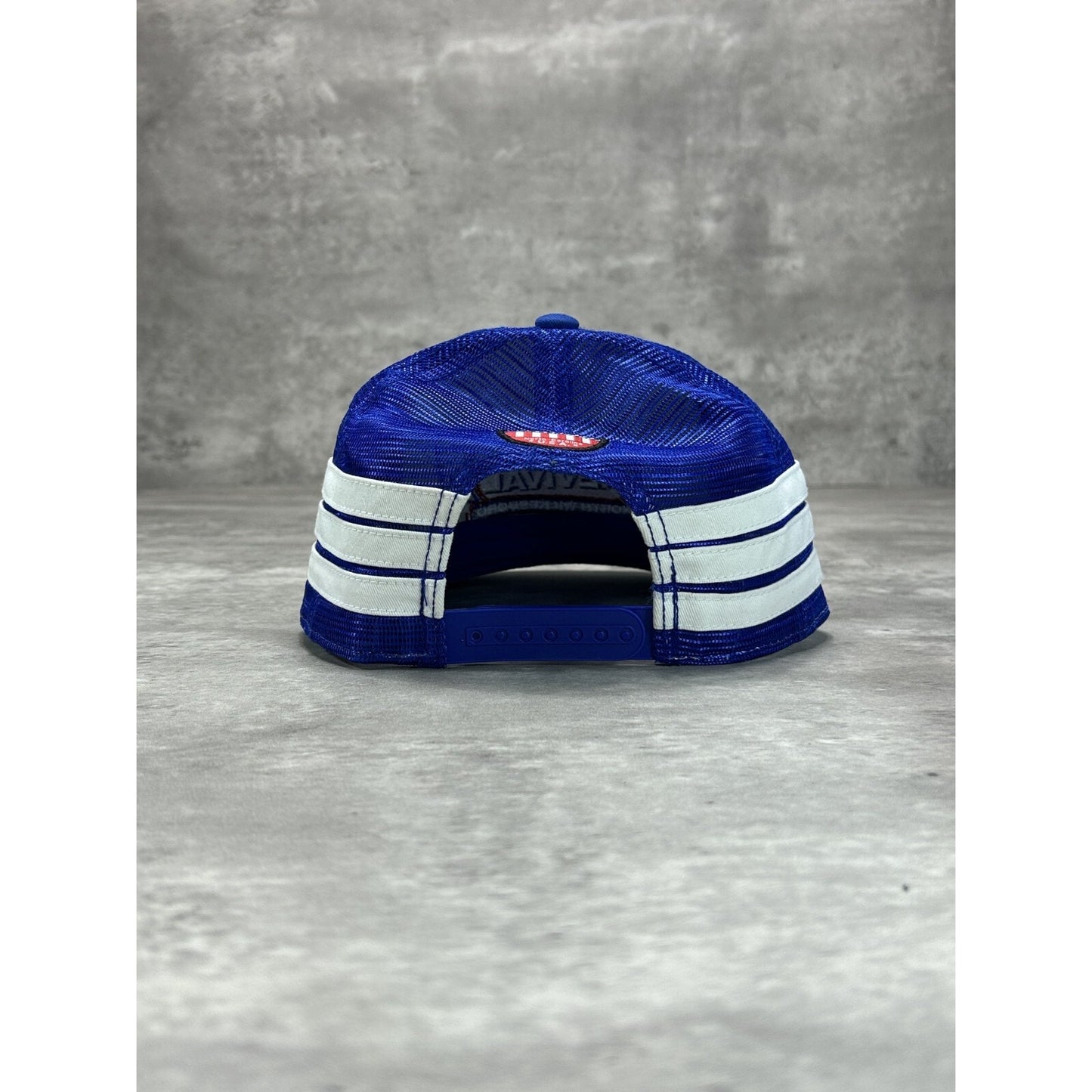 Vintage 90s Racetrack Revival Embroidered Three Stripe Trucker Snapback Hat OSFA