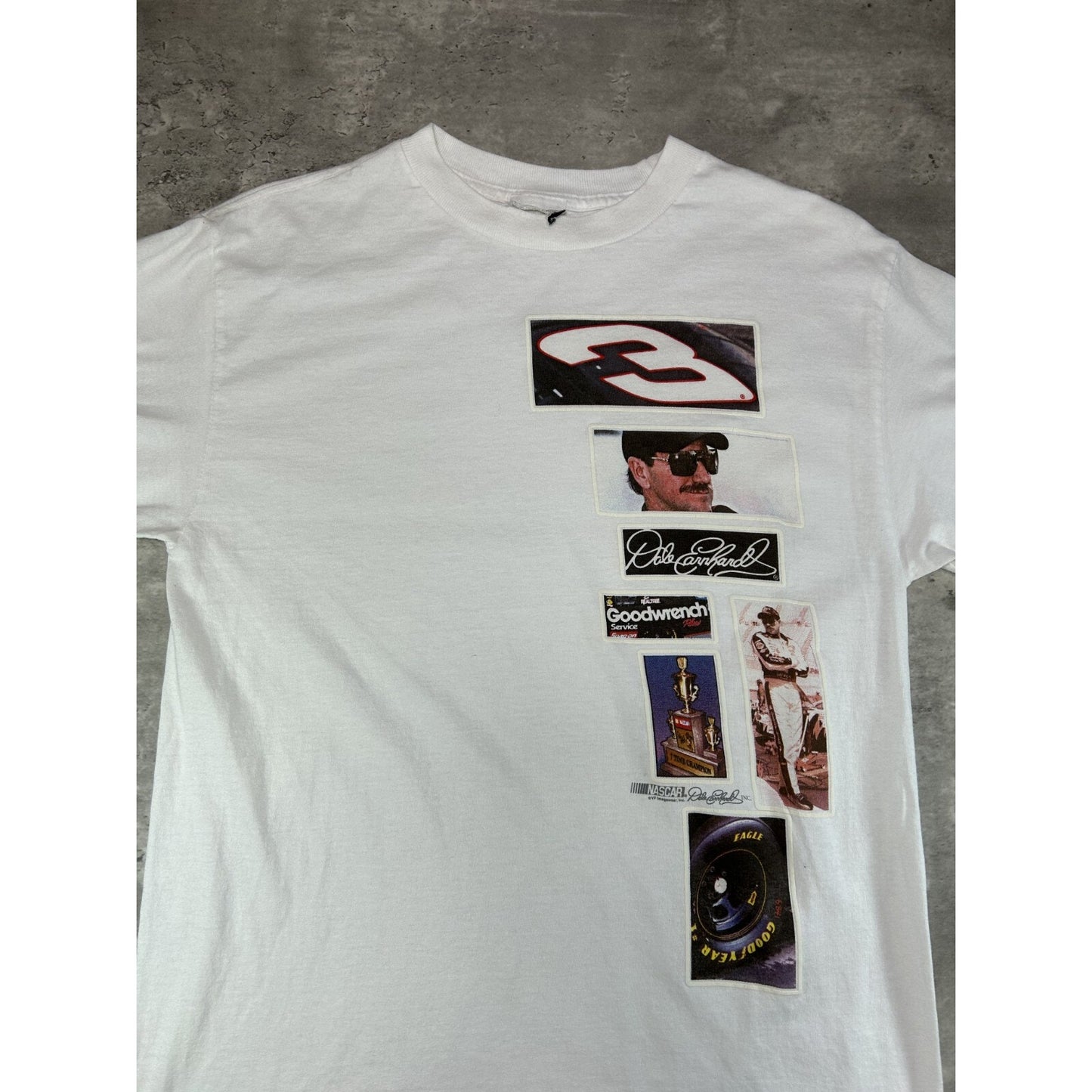 Vintage Dale Earnhardt #3 Nascar Graphic Long Sleeve T-Shirt Size Medium White