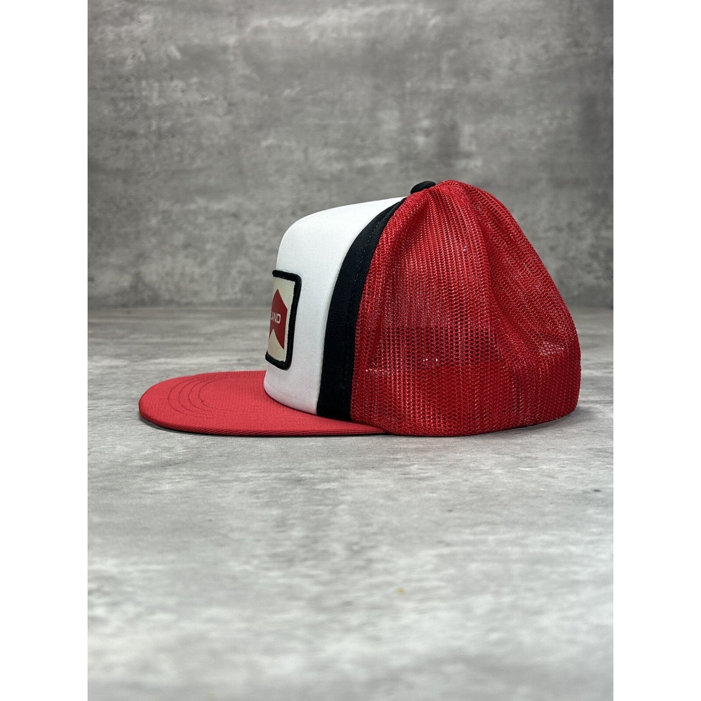 Vintage 1980s McFarland Embroidered Spellout Patch Trucker Snapback Hat OSFA