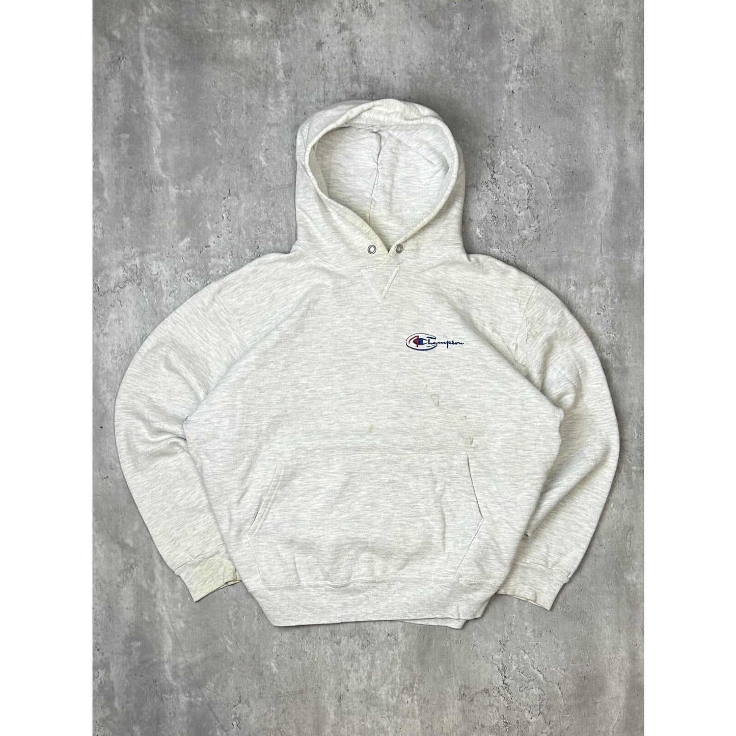 Vintage 90s Champion Embroidered Spellout Logo Hooded Sweatshirt Size XXL