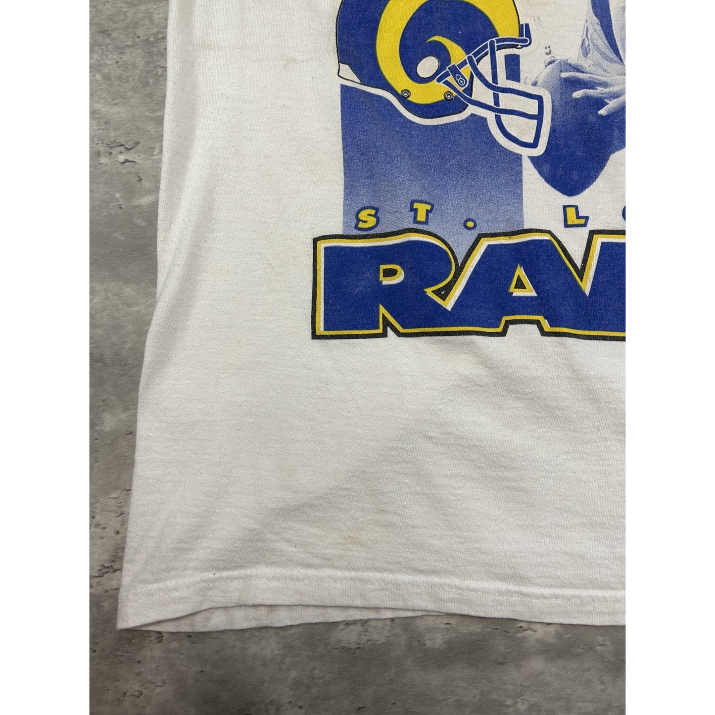 Vintage 2000 St Louis Rams NFL Super Bowl Champs T-Shirt Size Large White