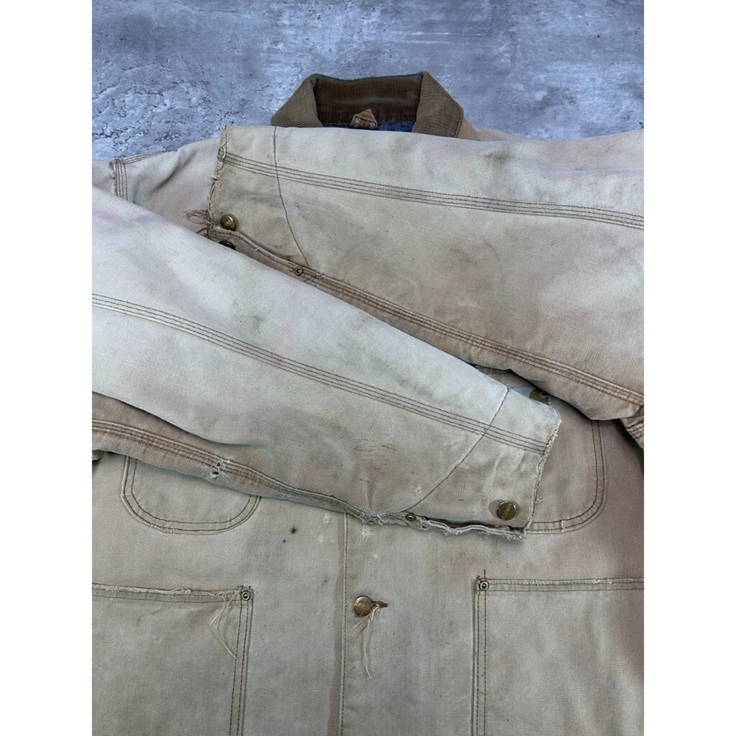 Vintage 1970s Carhartt Blanket Lined Canvas Workwear Chore Jacket Size XXL