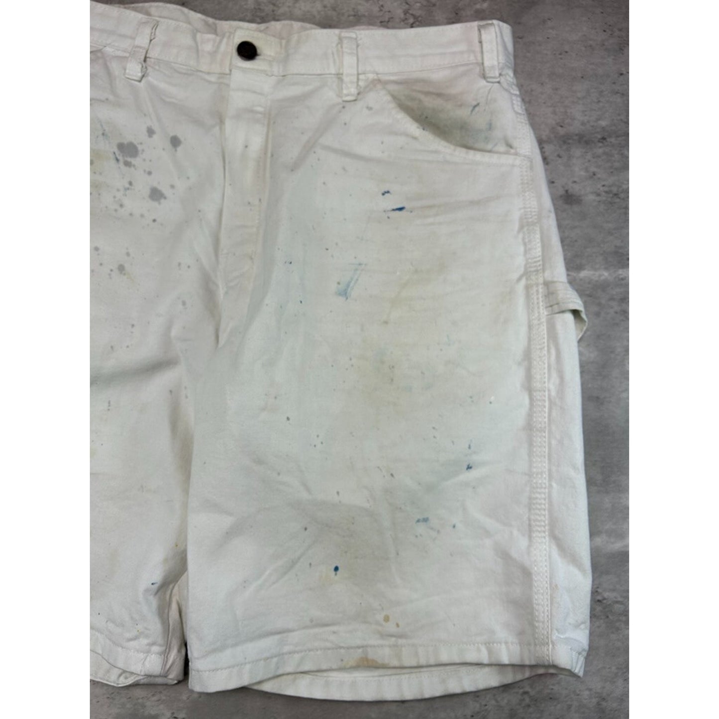 Vintage Dickies Canvas Workwear Painter Shorts Size 36 White