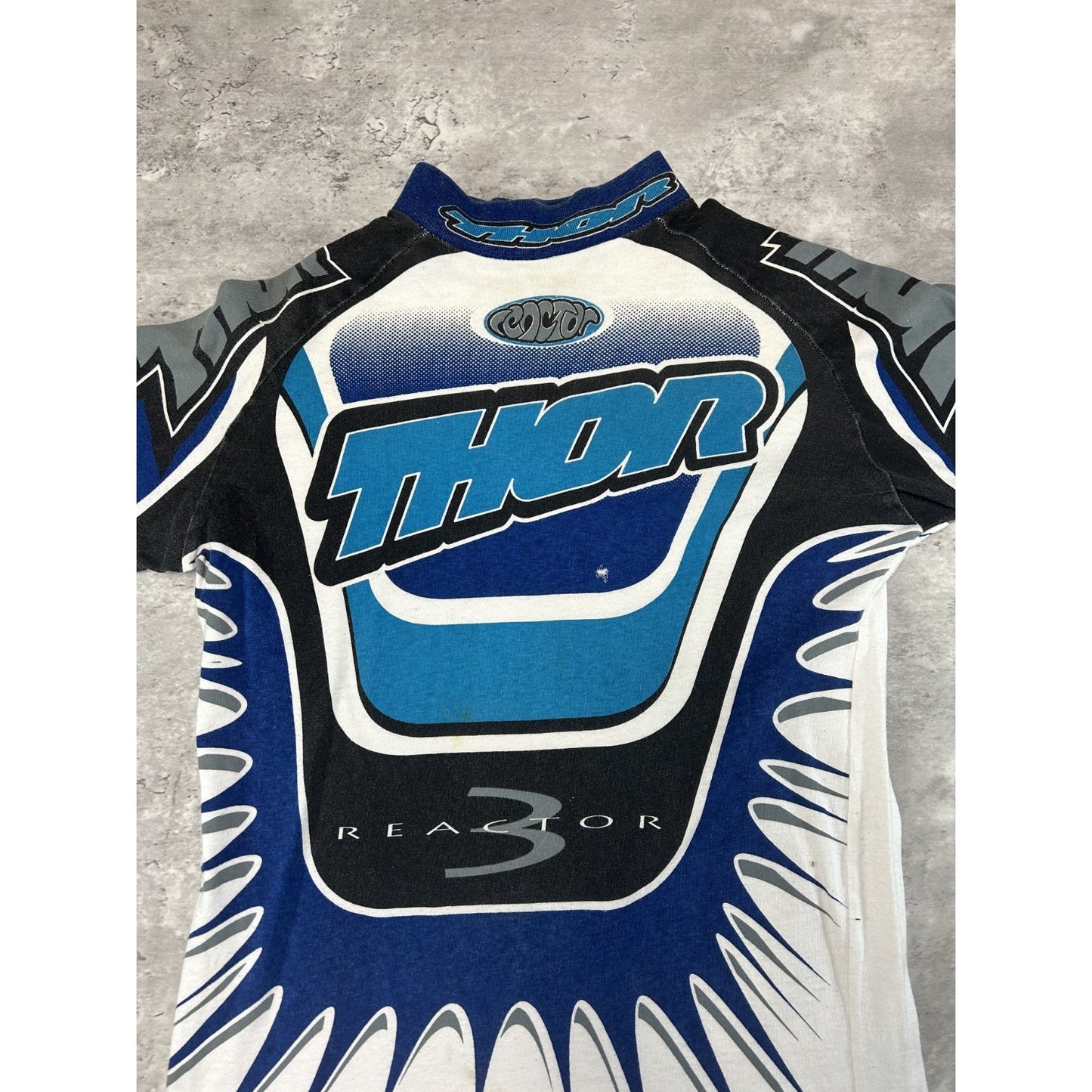 Vintage 90s Thor Reactor 3 Long Sleeve All Over Print Motocross Jersey Sz Medium
