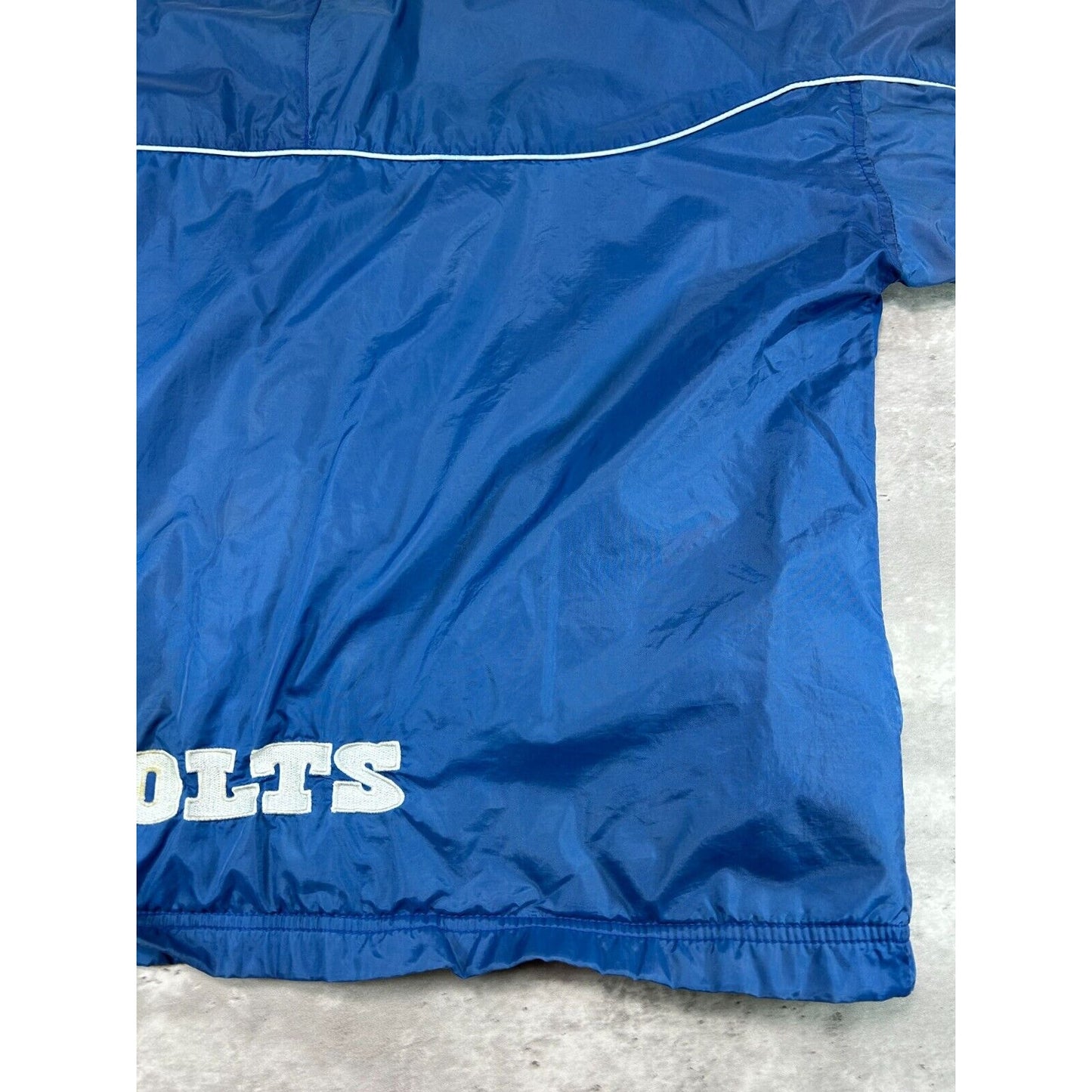 Vintage Indianapolis Colts NFL Fleece Lined Nylon Hooded Football Jacket Size XL