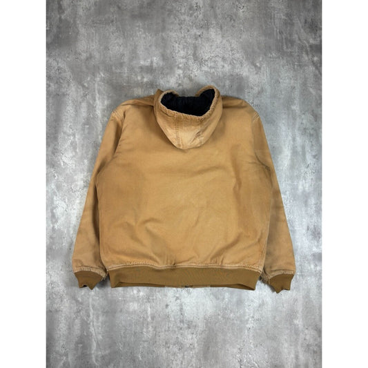 Vintage Dickies Canvas Insulated Workwear Hooded Bomber Jacket Size XLT Beige