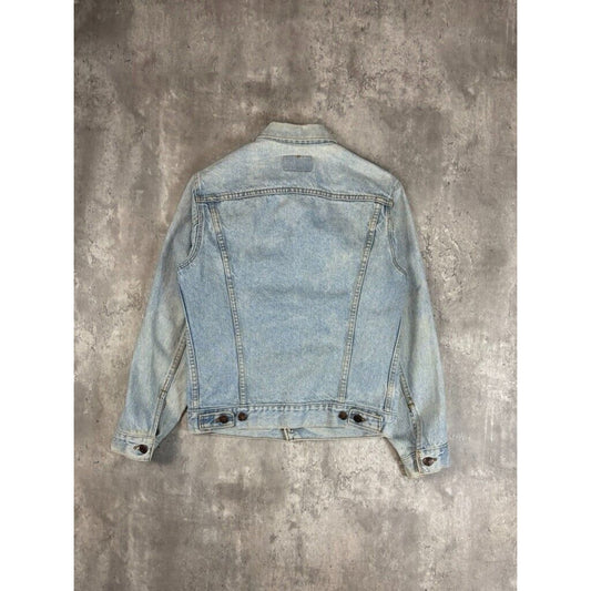 Vintage 80s Levis Red Tab Light Wash Denim Type 3 Trucker Jacket Size Small Blue