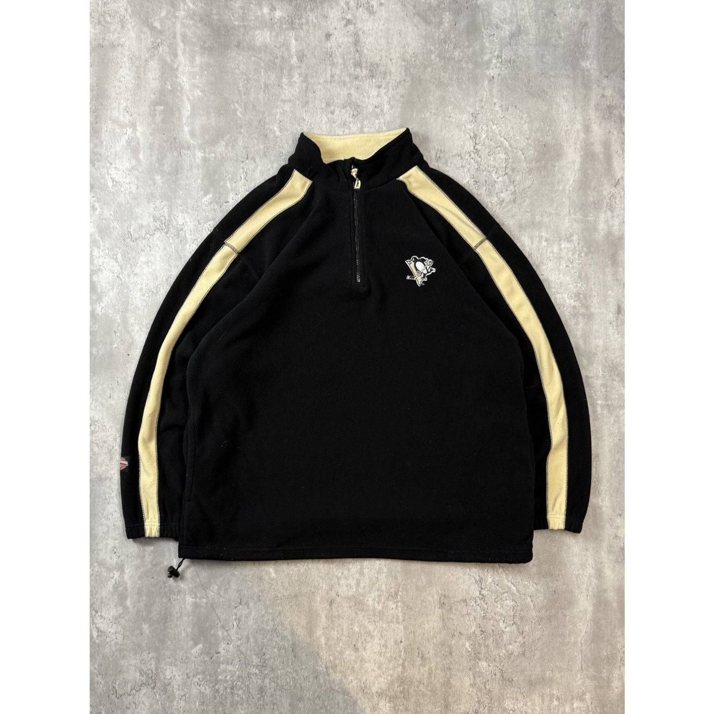 Vintage Pittsburgh Penguins NHL Embroidered Logo 1/4 Zip Fleece Sweatshirt 2XL