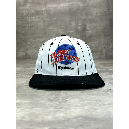 Vintage 90s Planet Hollywood Sydney Pinstripe Destination Snapback Hat OSFA