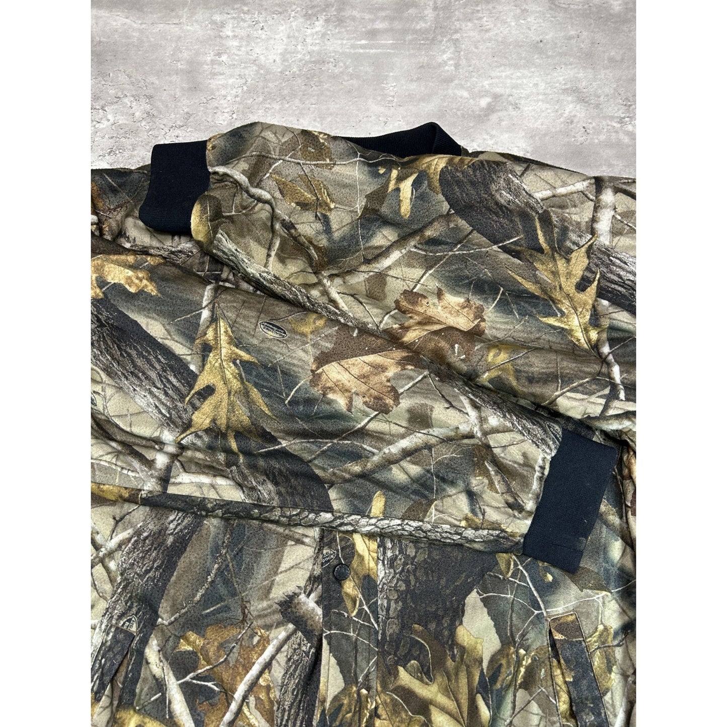Vintage 90s Stearns Dry Wear Advantage Tree Camo Hunting Bomber Jacket Size XL
