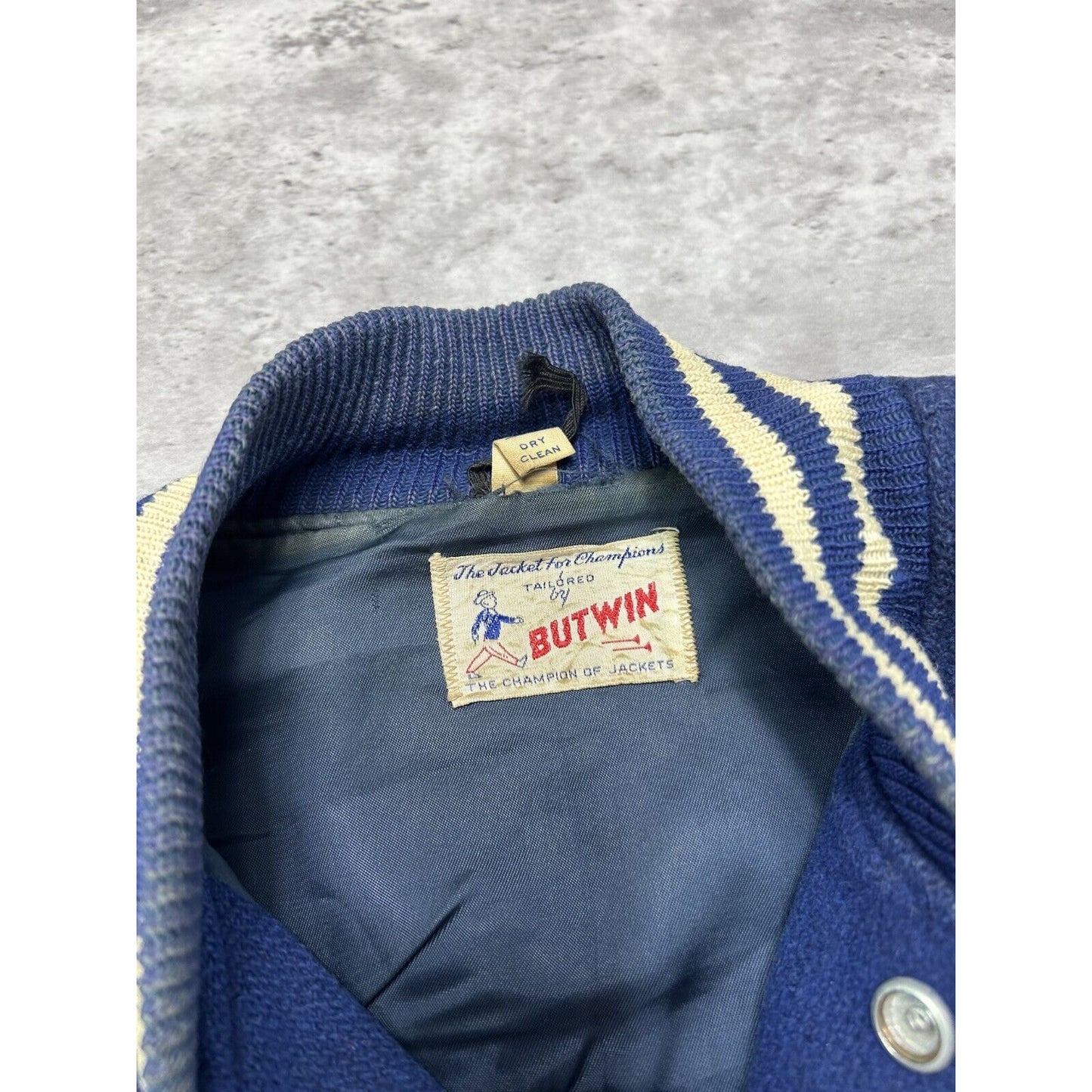 Vintage 80s Butwin Hi-Liners Embroidered Wool Leather Vartisty Jacket Size Medium