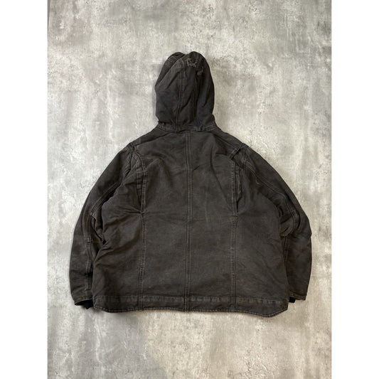 Vintage Carhartt Fleece Lined Canvas Workwear Hooded Detroit Jacket Size 2XL