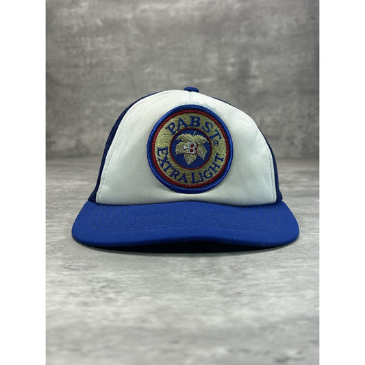 Vintage 80s Pabsts Extra Light Embroidered Patch Trucker Snapback Hat OSFA