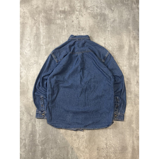 VTG 90s Disney Seven Dwarves Dark Wash Denim Long Sleeve Button Up Shirt Large