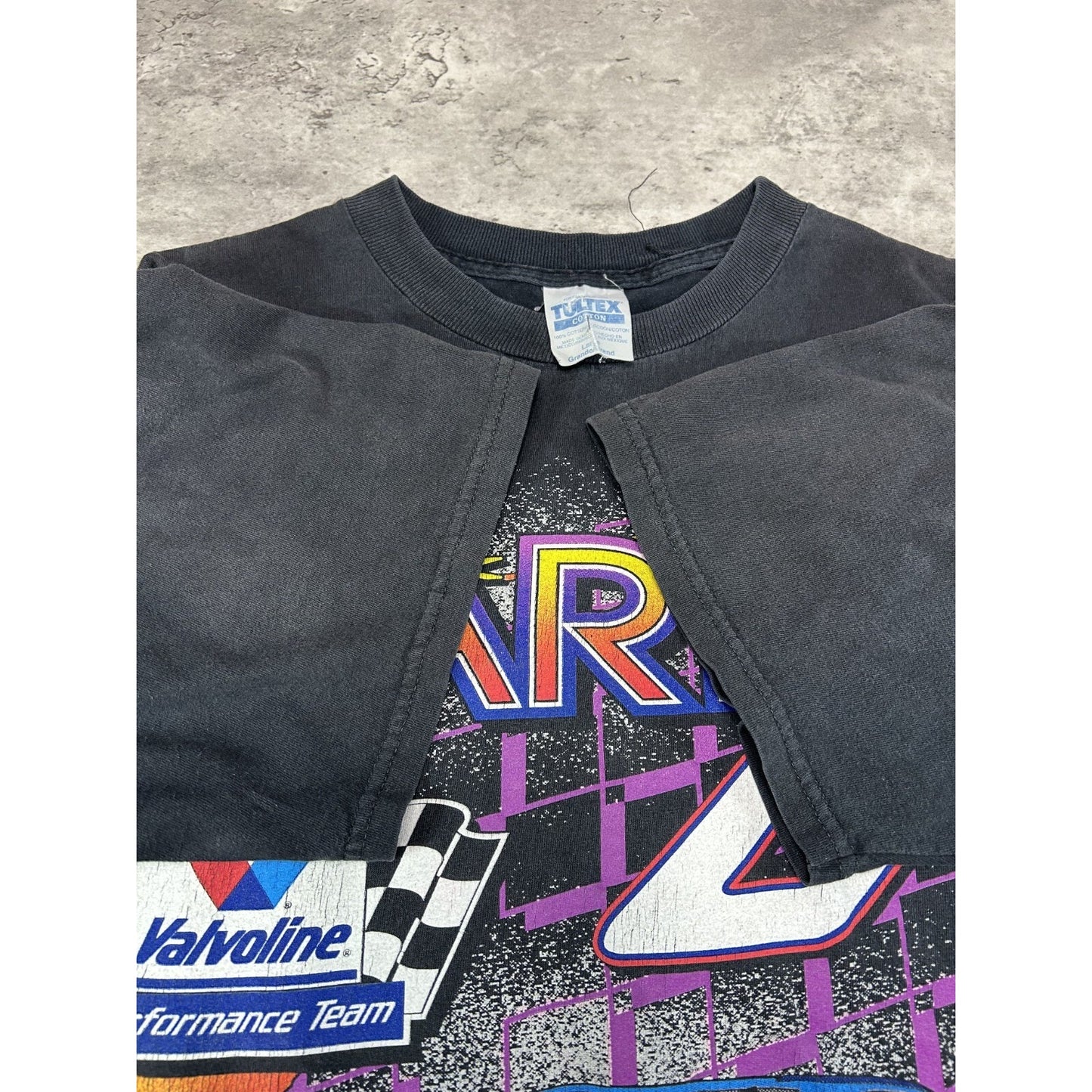 Vintage 90s Mark Martin #6 Nascar Valvoline Big Graphic Race T-Shirt Size Large