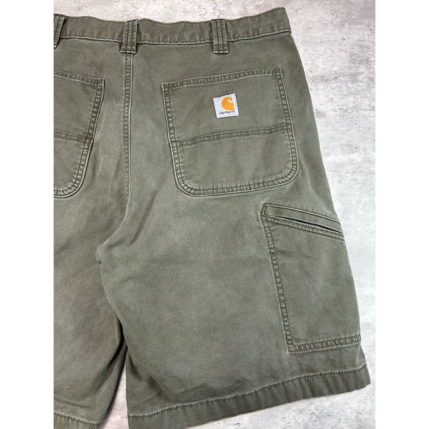 Carhartt Relaxed Fit Canvas Workwear Five Pocket Shorts Size 36 Green
