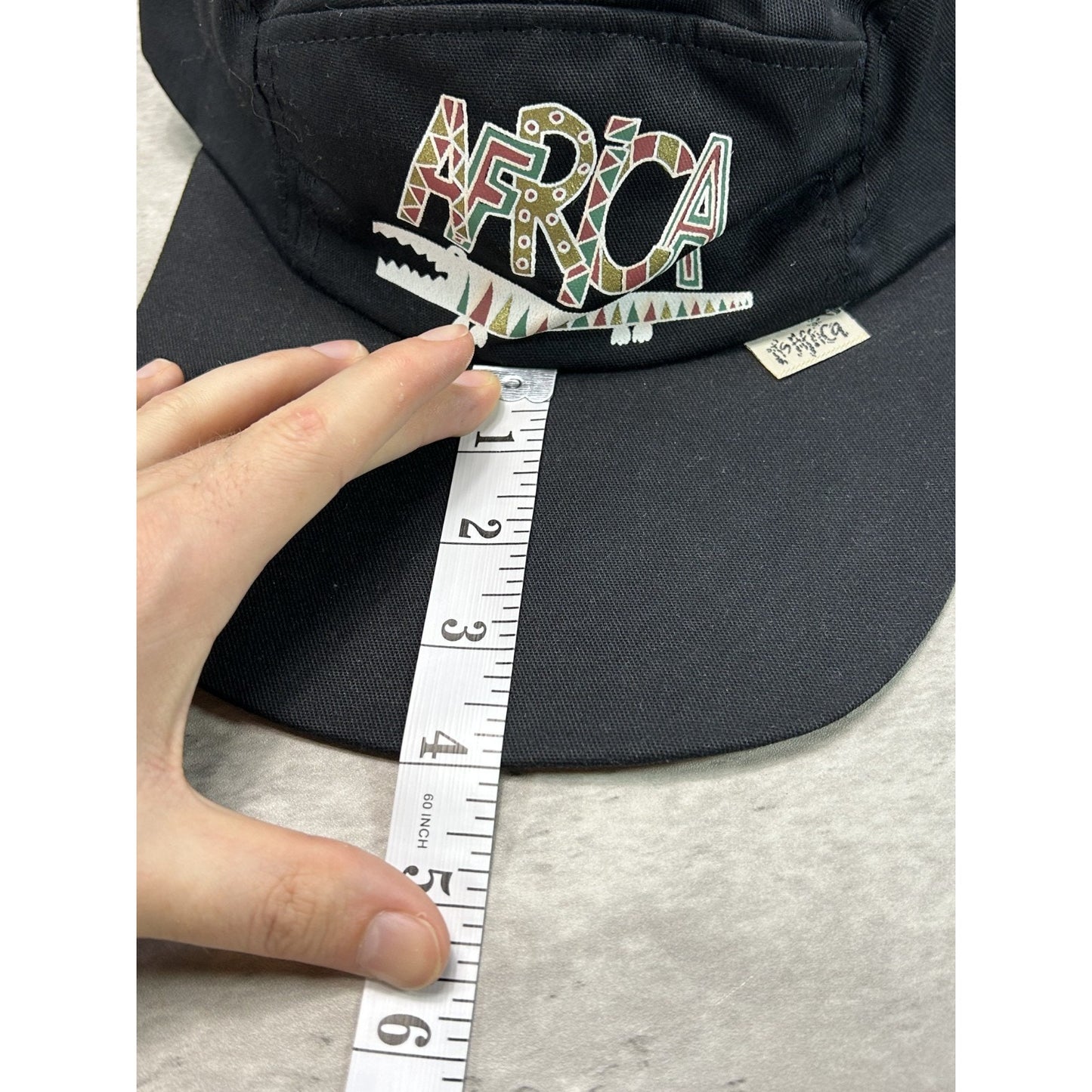 Vintage 90s Africa Crocodile Graphic Destination Long Brim Strapback Hat OSFA