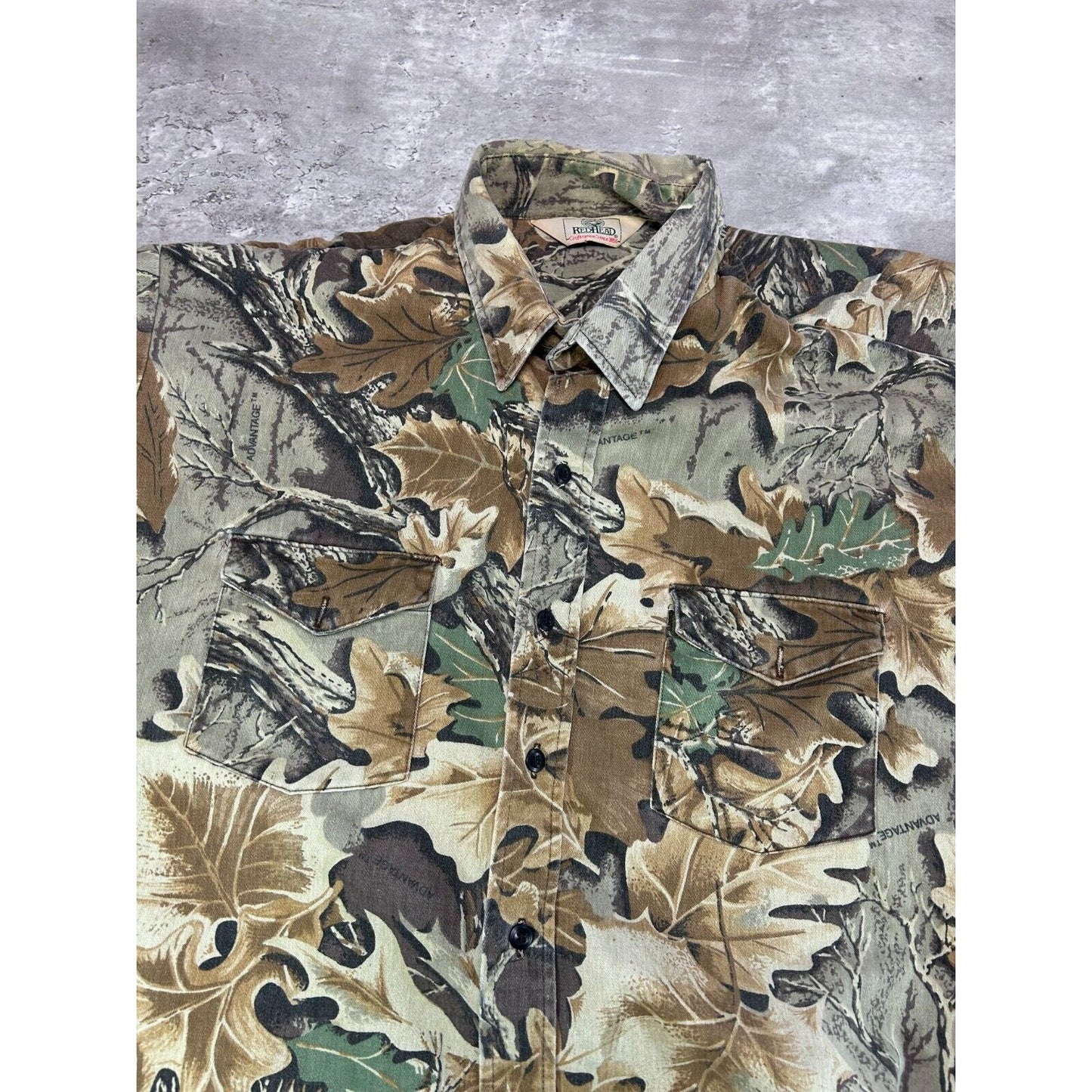Vintage 80s/90s Redhead Advantage Camo Long Sleeve Button Up Shirt Size XXL