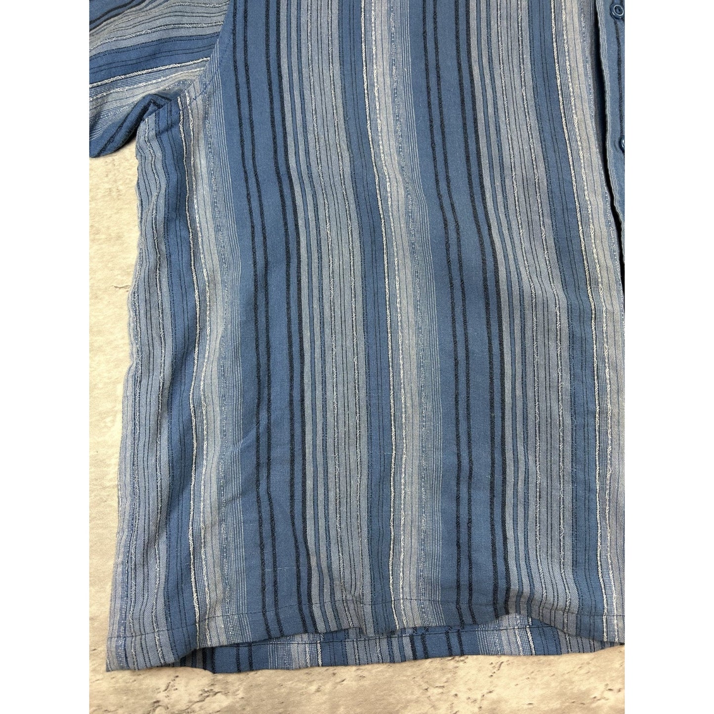 Cafe Luna Striped Print Short Sleeve Reworked Cropped Button Up Shirt Size XL