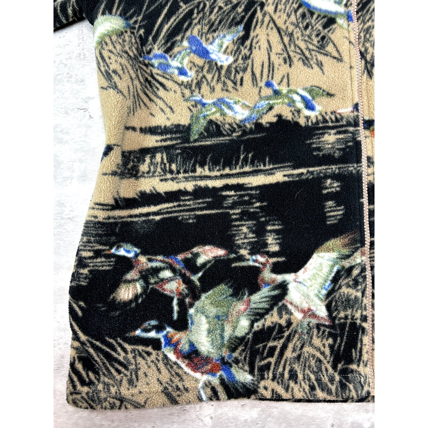 Vintage 90s Authentic Wildlife Duck Nautre Full Zip Fleece Sweatshirt Size Large