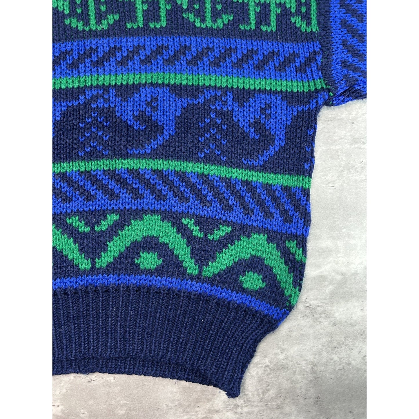Vintage 90s Hysport Animal All Over Print Striped Pullover Knit Sweater Sz Large