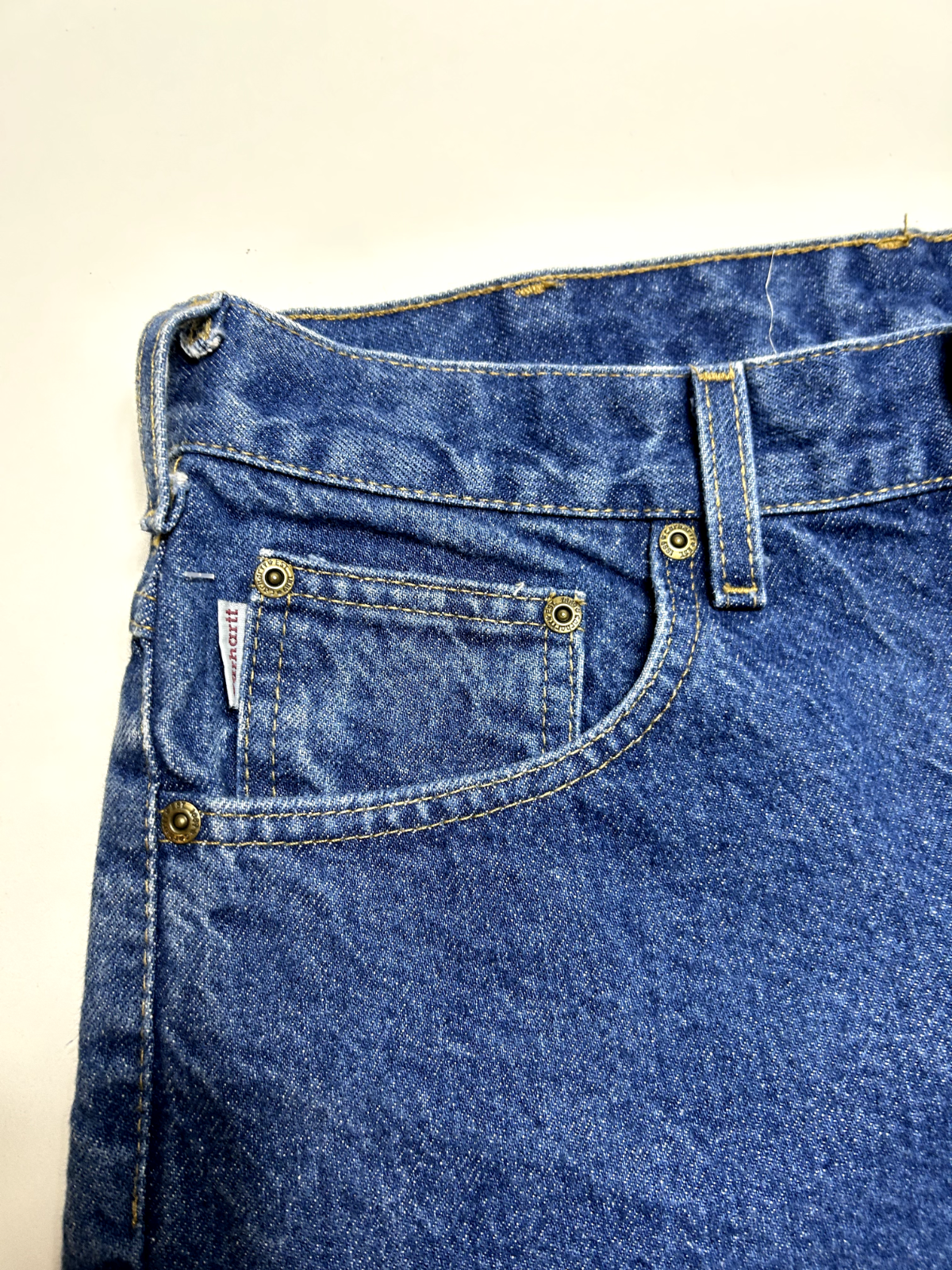 Vintage Carhartt Dark Wash Denim Workwear Pants Size 32W Blue B18 PRW