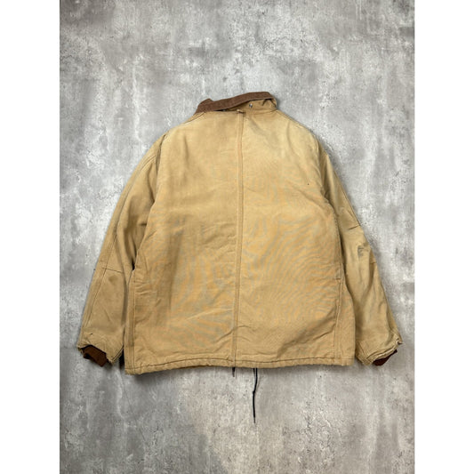 Vintage Carhartt Insulated Canvas Workwear Arctic Jacket Size XL Beige