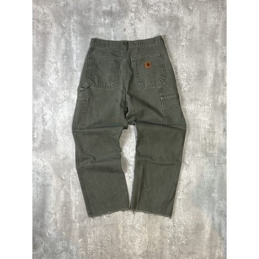 Vintage Carhartt Canvas Workwear Carpenter Pants Size 31 Green