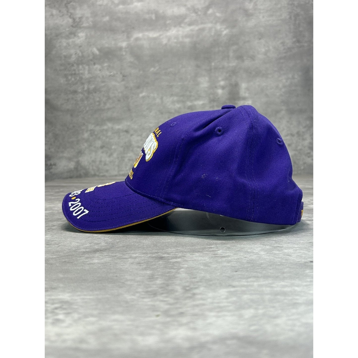 LSU Tigers NCAA National Champs Embroidered Football Strapback Hat OSFA Purple