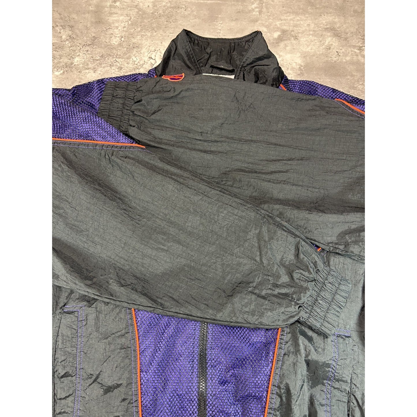 Vintage 90s Phoenix Suns NBA Embroidered Logo Mesh Windbreaker Jacket Size Large