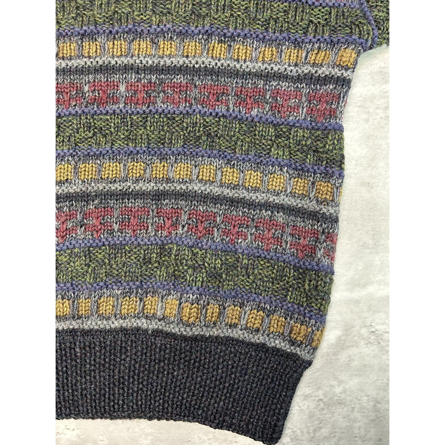 Vintage 90s Boston Traders Striped Print Pullover 100% Wool Knit Sweater Sz Med