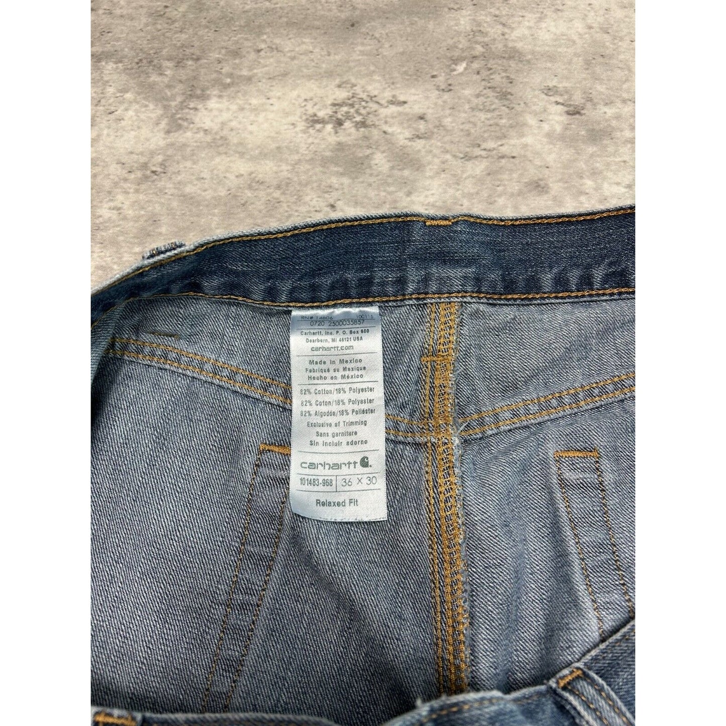 Carhartt Relaxed Fit Dark Wash Denim Workwear Pants Size 36