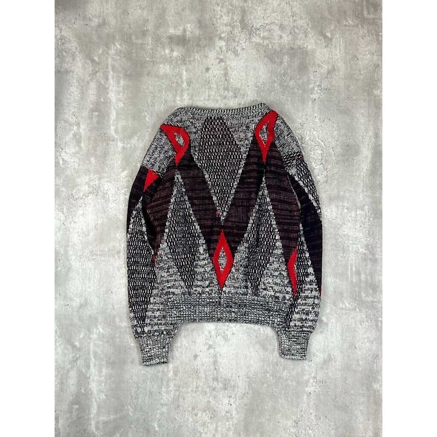 Vintage 90s Southern Bay Abstract Print Pull Over Ribbed Knit Sweater Size Medium
