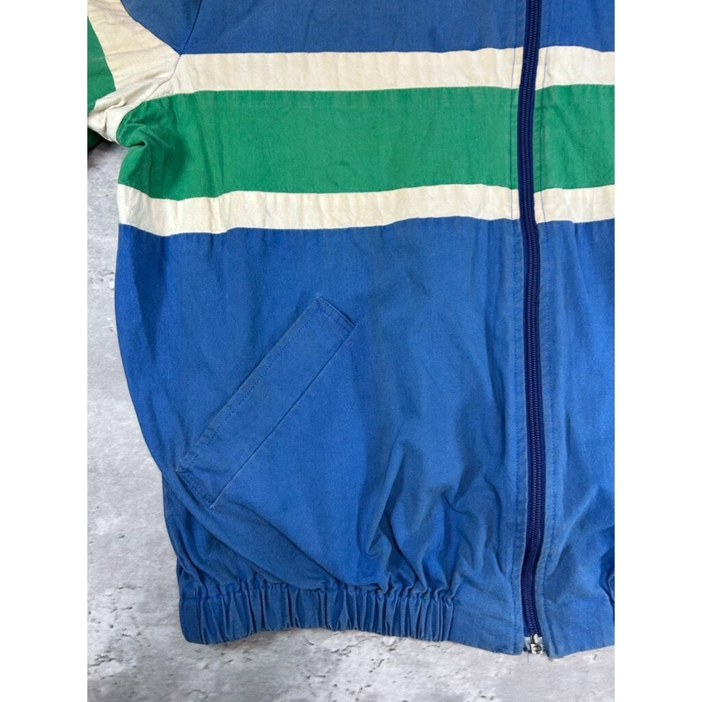 Vintage 80s/90s Full Zip Striped Lightweight Jacket Size Large