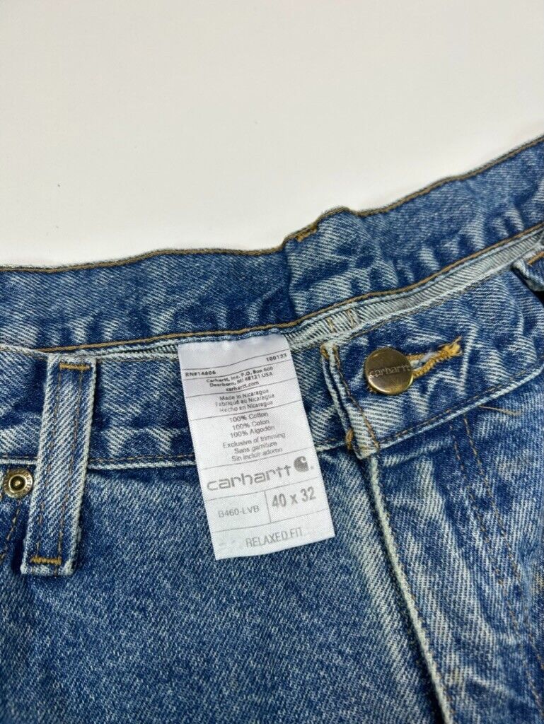 Vintage Carhartt Relaxed Fit Dark Wash Denim Work Wear Pants Size 40W Blue