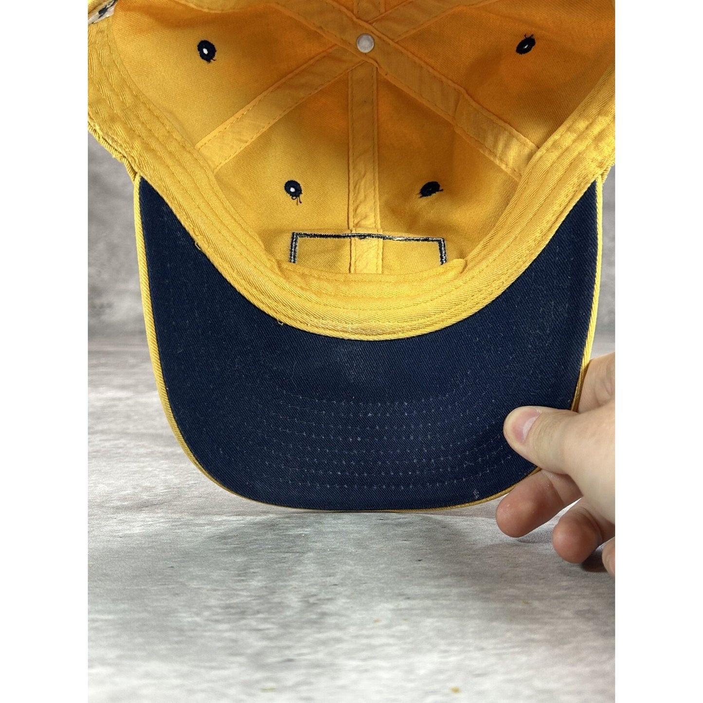 Vintage Disney Mickey Mouse Embroidered Patch Strapback Hat OSFA Yellow