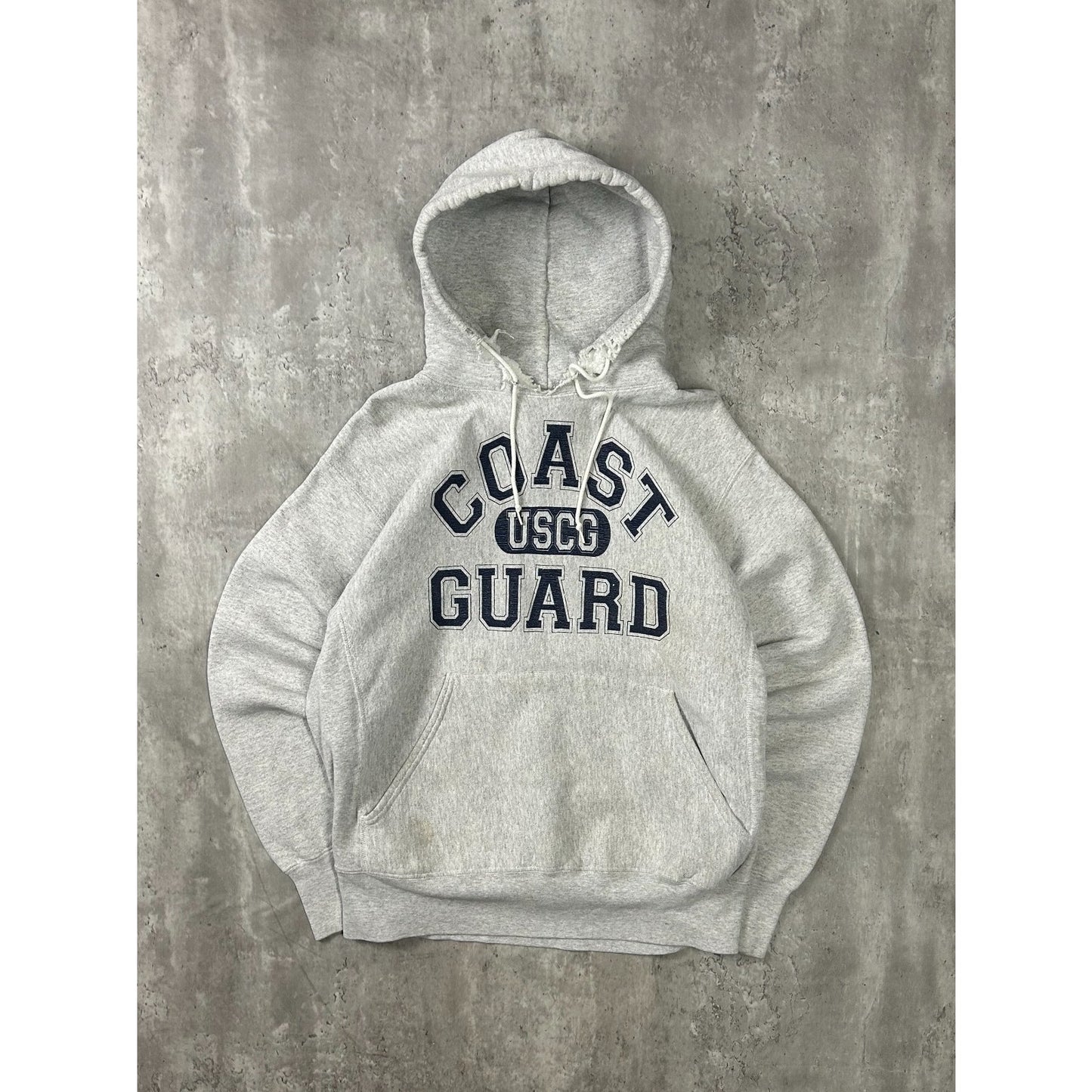 Vintage 90s Coast Guard USCG Spellout Graphic Hooded Sweatshirt Size Large
