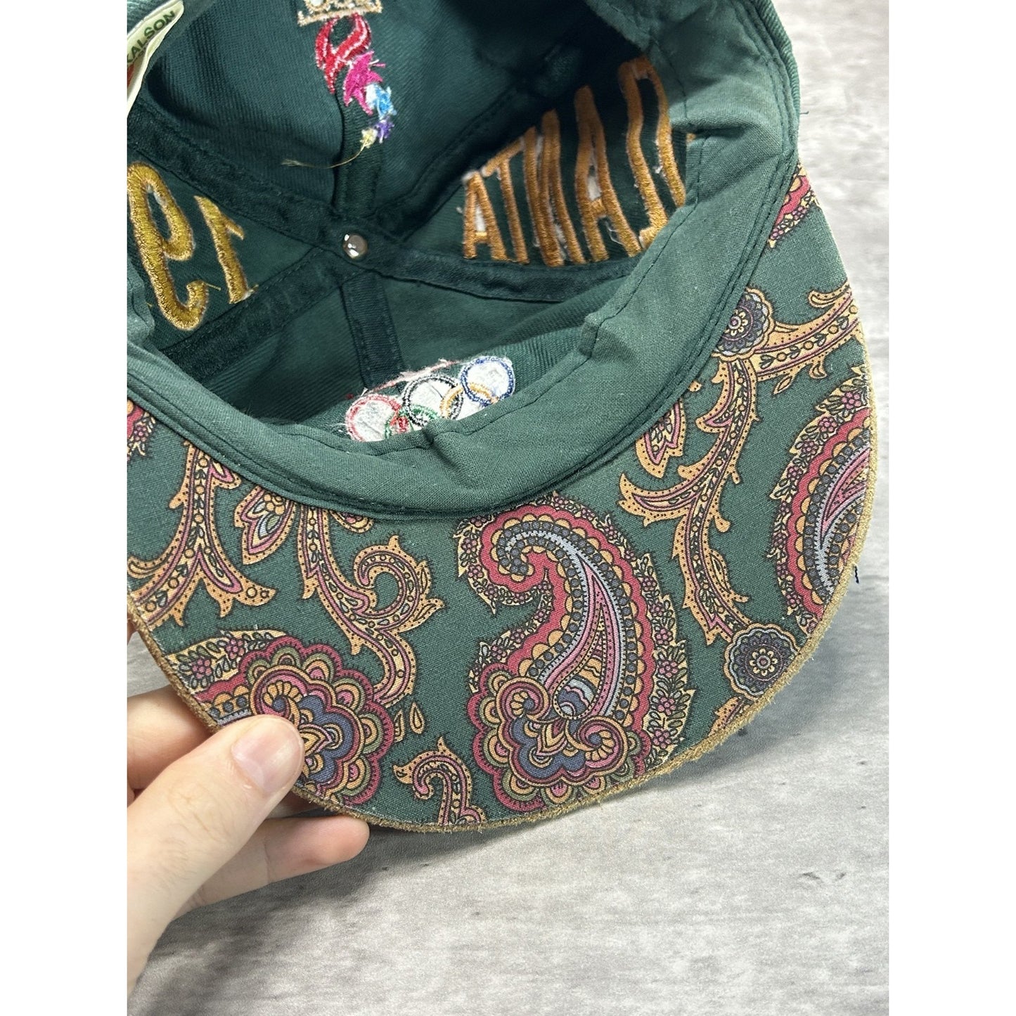 Vintage 1996 Atlanta Olympics Embroidered Logo Spellout Strapback Hat OSFA