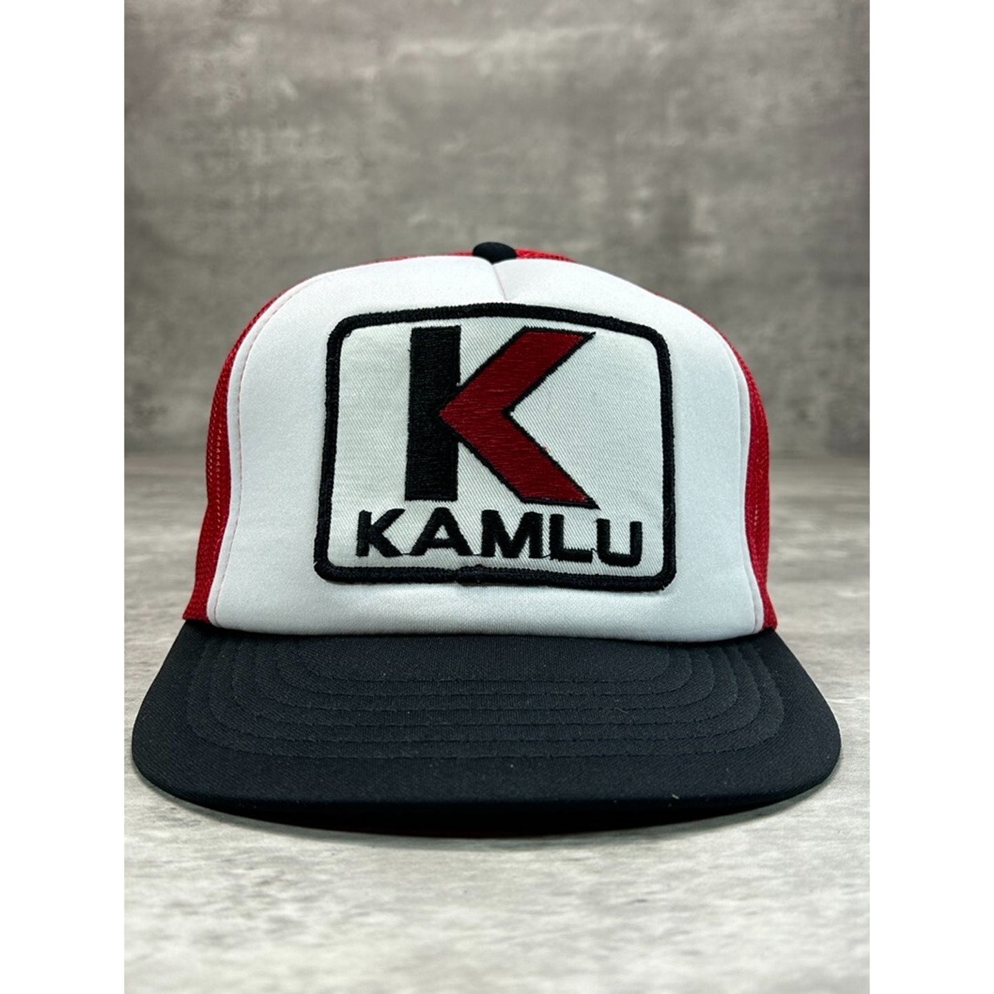 Vintage 1980s Kamlu Embroidered Patch Trucker Snapback Hat OSFA