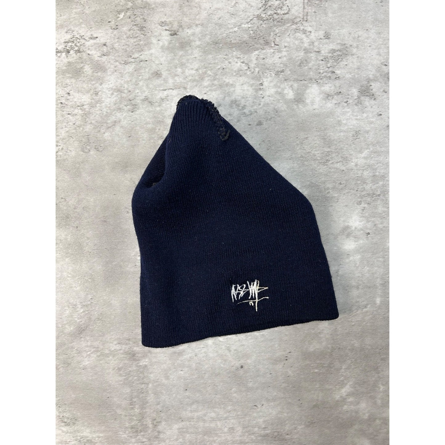 Vintage Stussy Embroidered Spellout Black Beanie Hat YOUTH OSFA