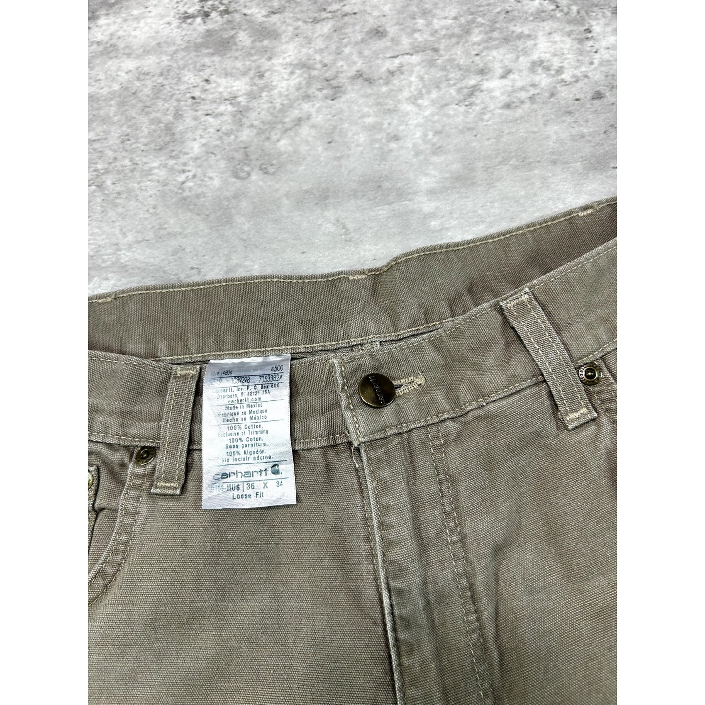 Vintage Carhartt Loose Fit Canvas Work Wear Carpenter Pants Size 36W Brown
