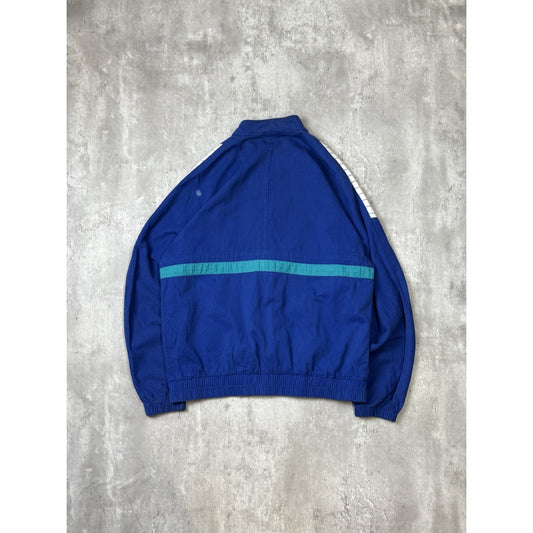 Vintage 90s Abercombie & Fitch Striped Full Zip Bomber Jacket Size Medium Blue