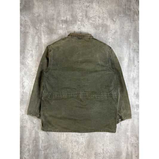 Vintage Carhartt Blanket Lined Canvas Workwear Chore Jacket Size Large Green