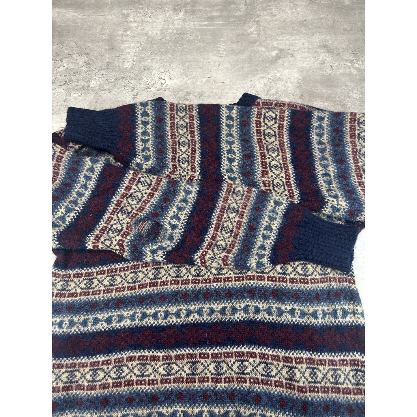 Vintage 80s/90s Chaps Ralph Lauren Geometric Striped Knit Sweater Size Large