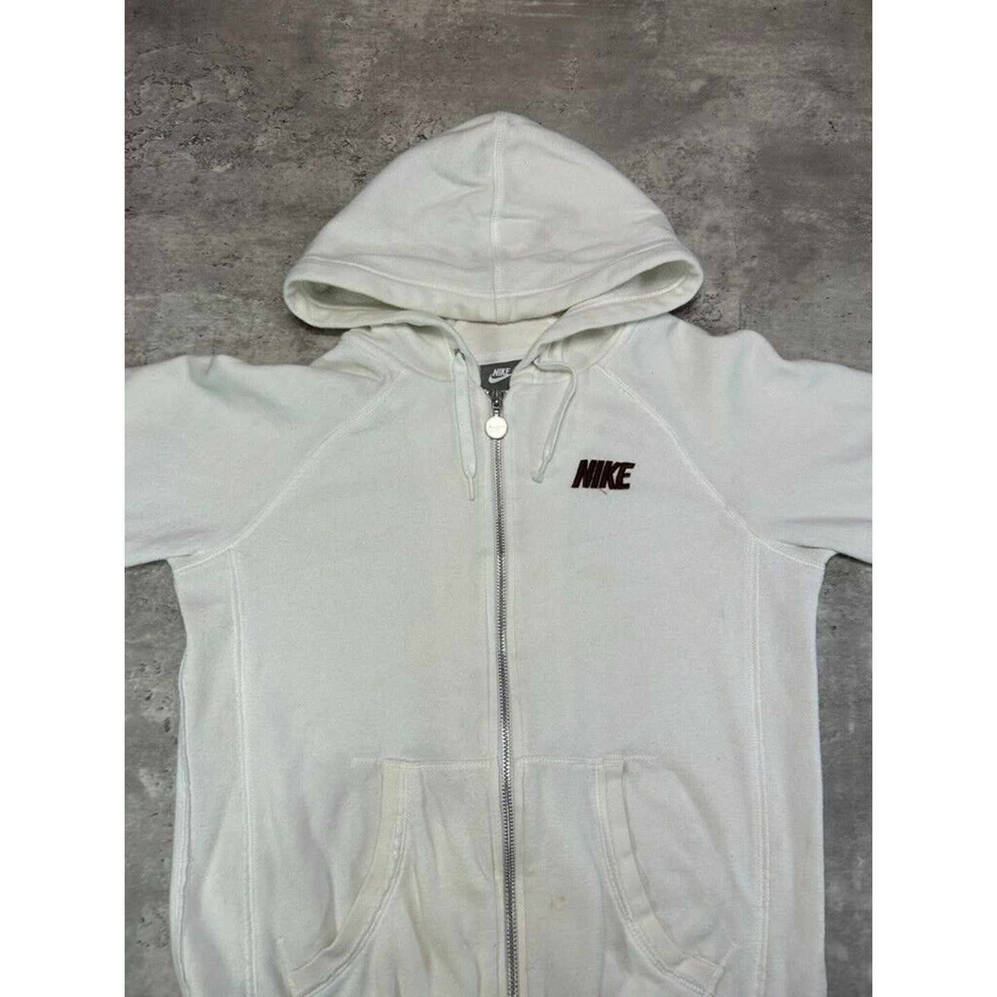 Vintage Womens Nike Embroidered Spell Out Full Zip Hooded Sweatshirt Size Small
