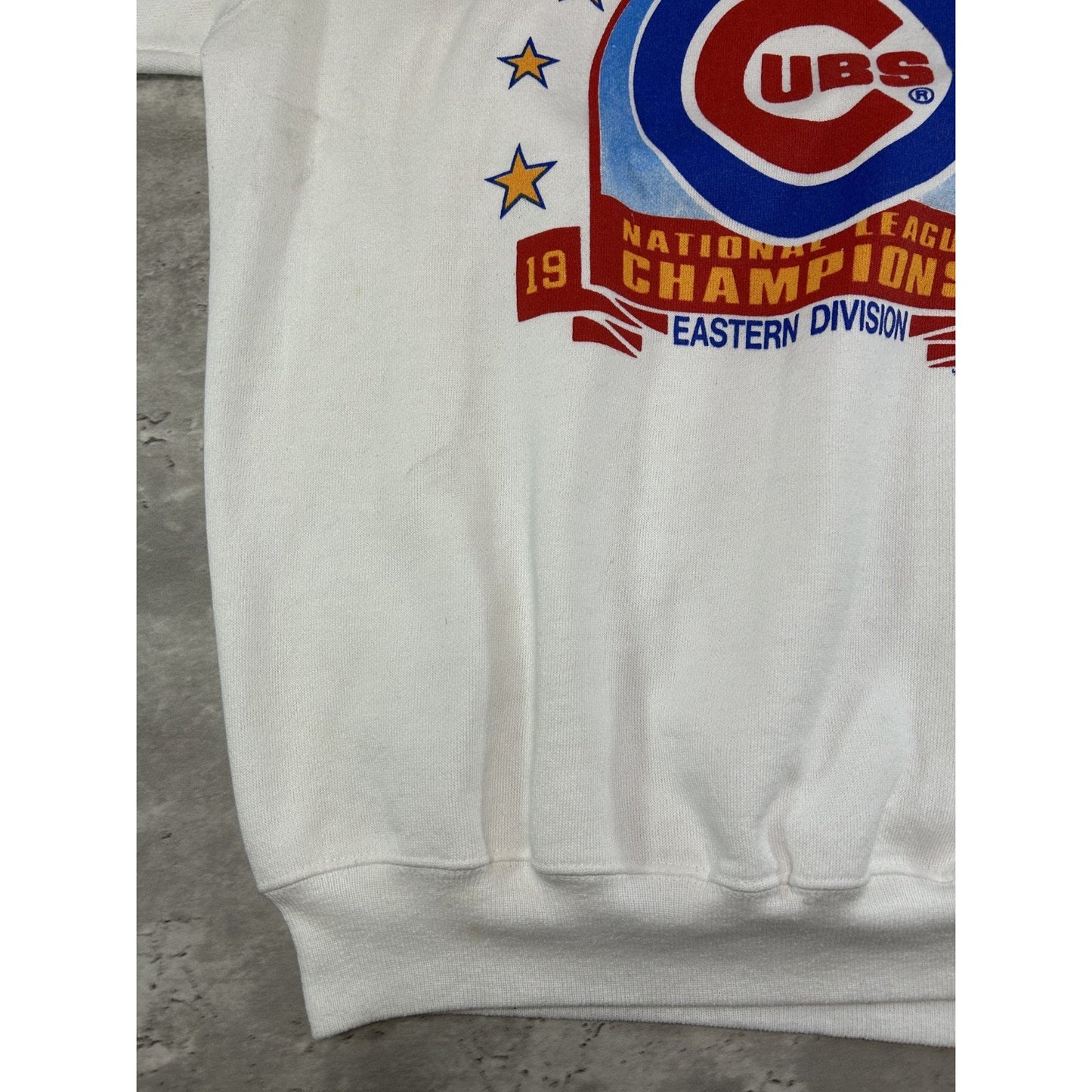 Vintage 1989 Chicago Cubs MLB NL Champs Graphic Sweatshirt Size XL White