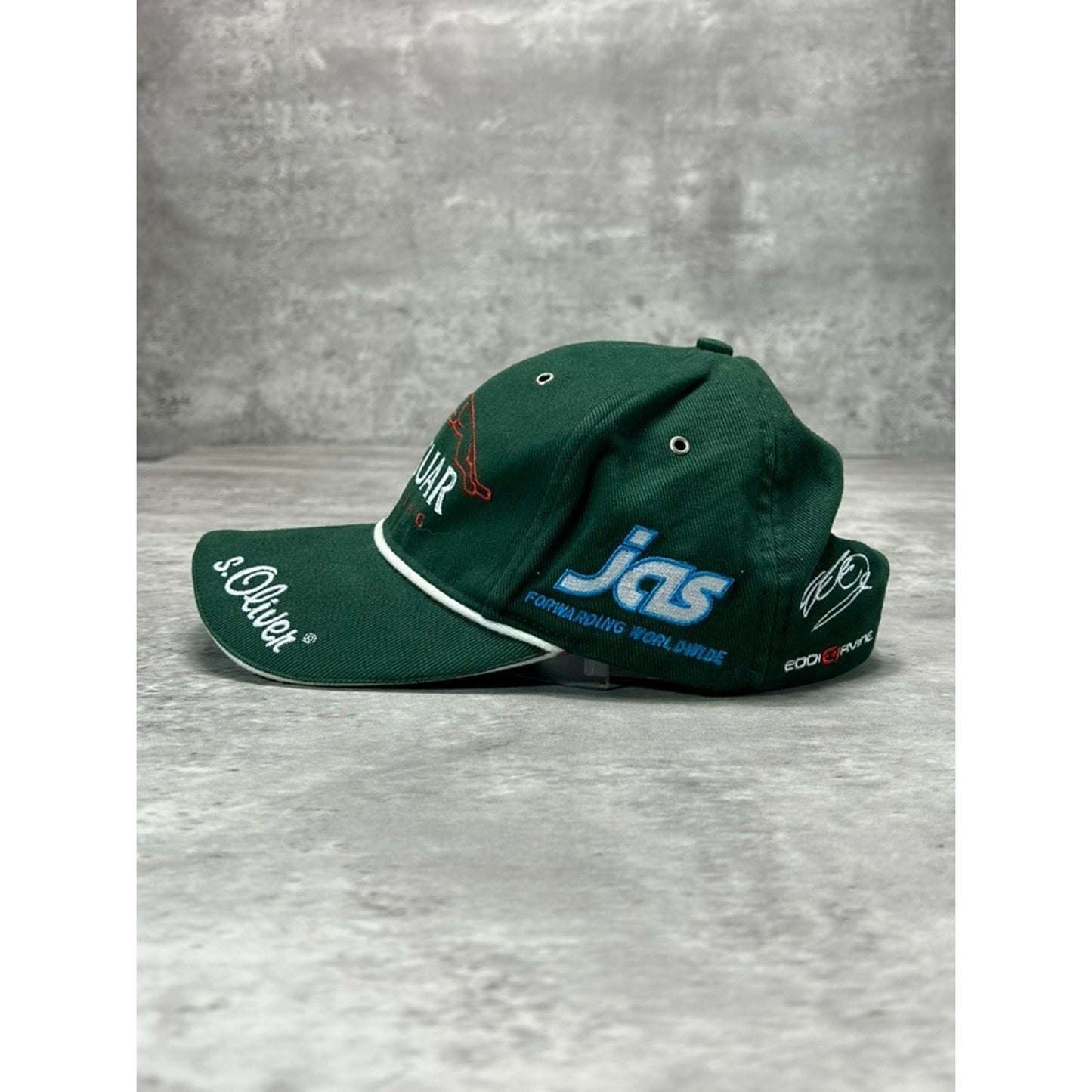 Vintage Jaguar Racing Embroidered Logo Spellout Strapback Hat OSFA Green