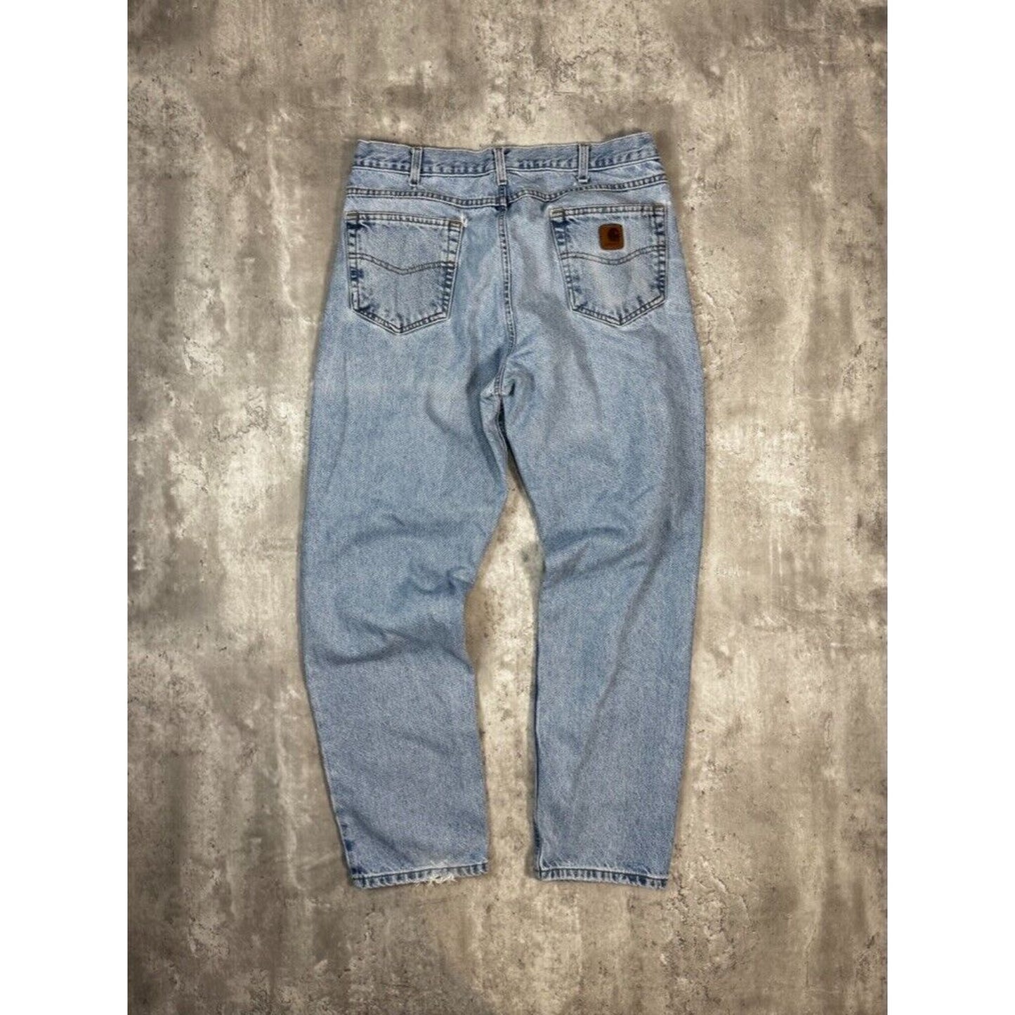 Vintage Carhartt Relaxed Fit Light Wash Work Wear Denim Pants Size 34W Blue