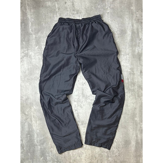 Vintage 90s Billcee Embroidered Spellout Nylon Track Pants Size Medium Gray